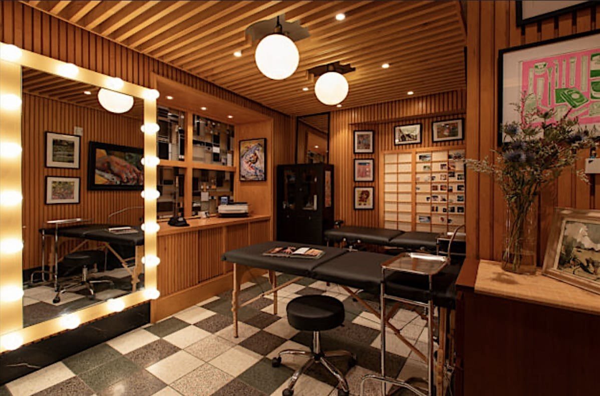 Inside Unscripted Ink — the Lower East Side tattoo studio inside the Untitled Hotel on Freeman Alley, NYC